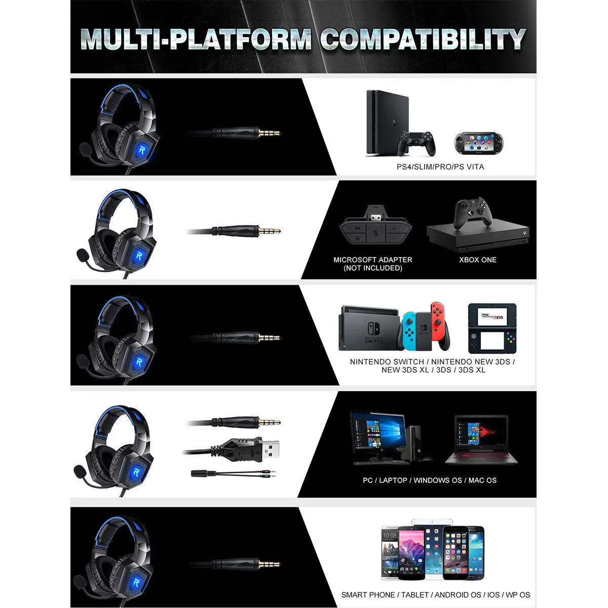 RUNMUS K LED Gaming Headset